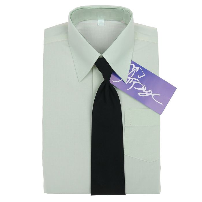 Сорочка для мальчика, нарядная с галстуком, рост 122-128 см (30), цвет салатовый 1181А