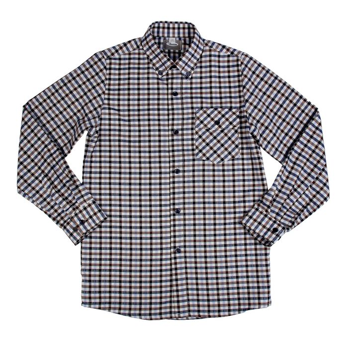 Сорочка для мальчика, рост 80 см (25), цвет синий, принт клетка 1141Ш_М