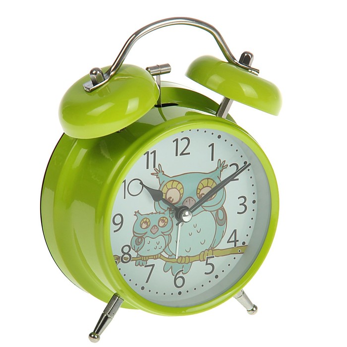 Будильник d=11,5см, микс, на циферблате Совушки (тихий ход) с подсветкой