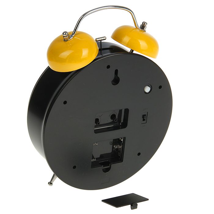 Будильник d=23см, черный, на циферблате Мордашка-улыбашка на желтом микс