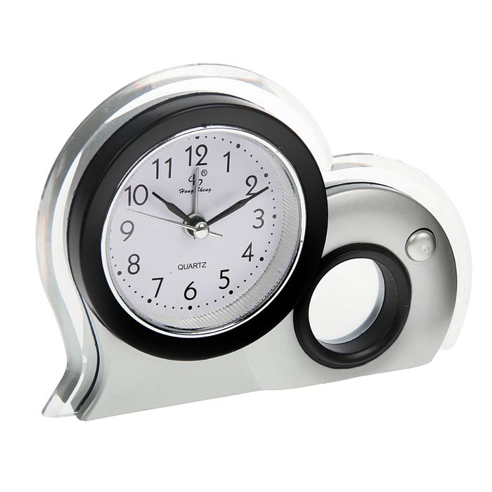 Будильник. Серия Волна. Фигурный хром, отверстие, микс 11*16см