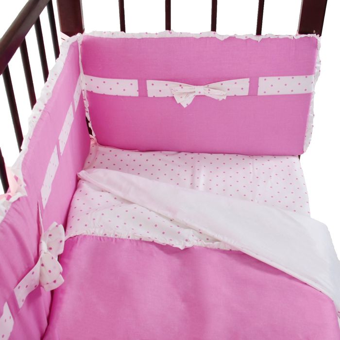 Комплект в кроватку "Бантик" (6 предметов), цвет розовый 10621