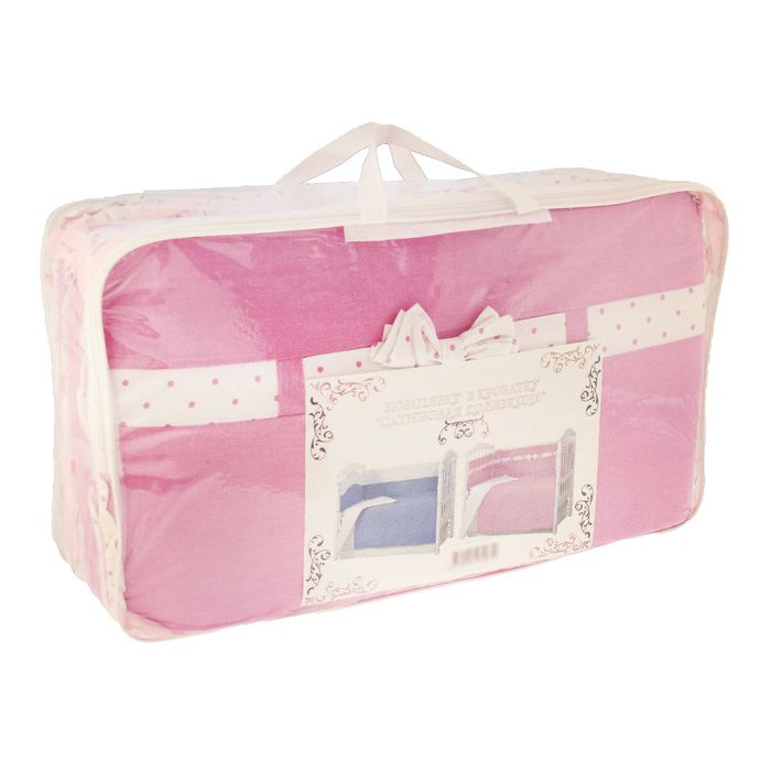 Комплект в кроватку "Бантик" (6 предметов), цвет розовый 10621