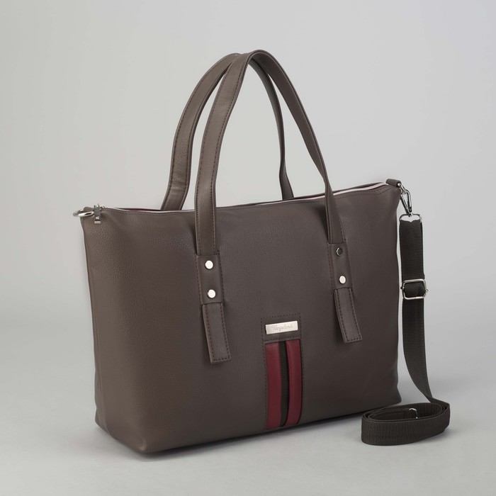 Сумка женская на молнии, 1 отдел, наружный карман, длинный ремень, цвет красный/бежевый