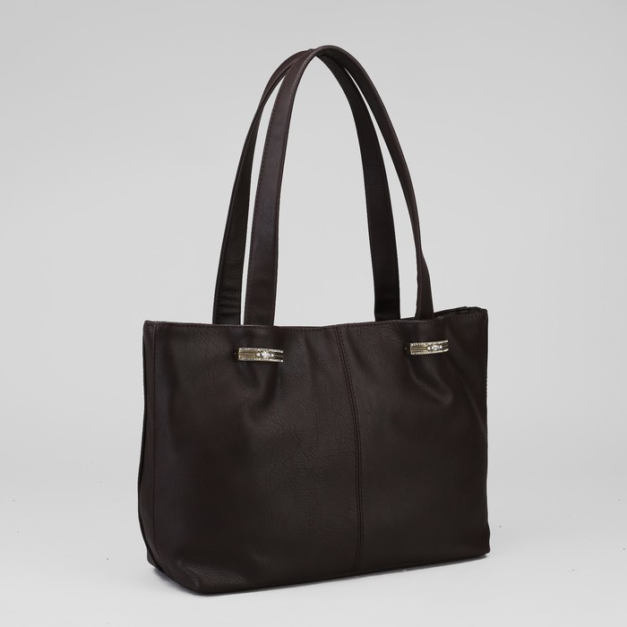 Сумка женская на молнии, 1 отдел, наружный карман, цвет коричневый