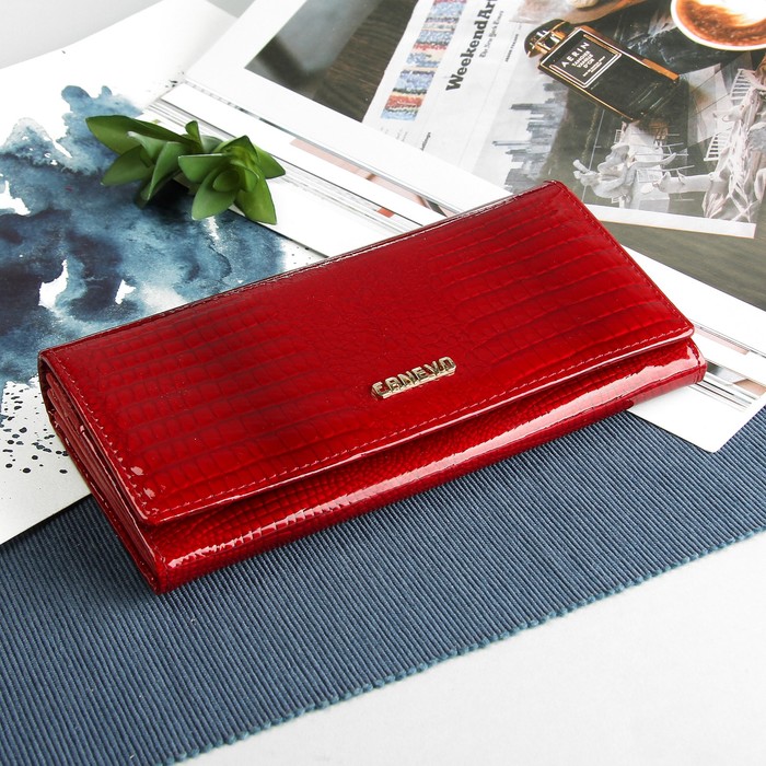 Кошелёк женский на клапане, 5 отделов, отдел для карт, наружный карман, цвет красный