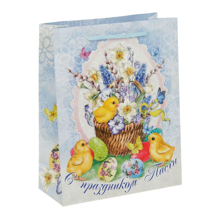 Пакет ламинированный вертикальный «С праздником Пасхи», MS 18 × 23 × 8 см
