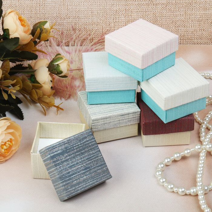 Коробочка подарочная под кольцо "Классическая полоска" 5x5x3, цвет МИКС, белая вставка