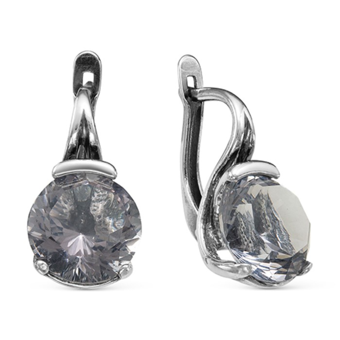 Серьги "Амелия", цвет сиреневый, посеребрение с оксидированием