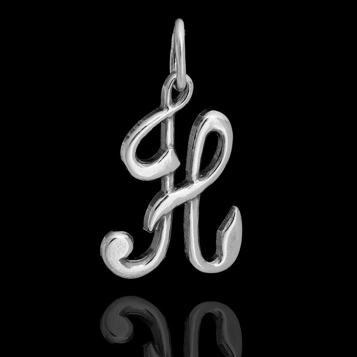 Подвеска "Буква Н", посеребрение с оксидированием