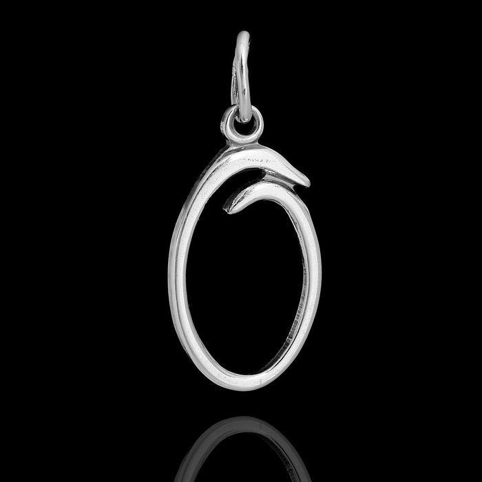 Подвеска "Буква О", посеребрение с оксидированием