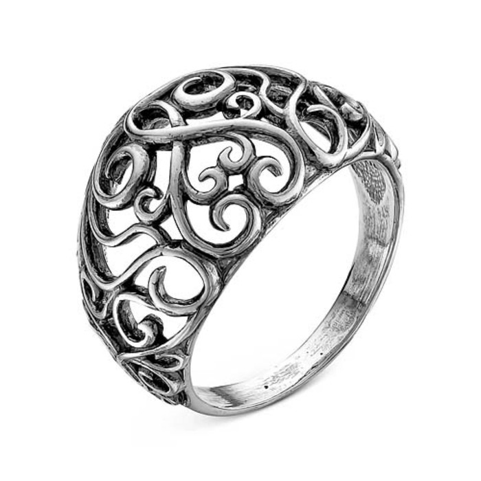Кольцо "Тайна", ажур, посеребрение с оксидированием, 20 размер