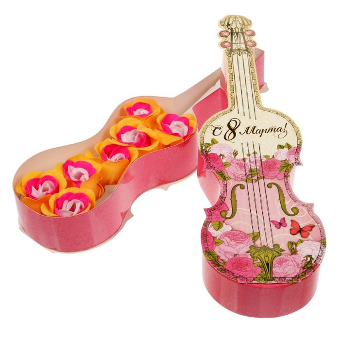 Мыльные лепестки в коробке-скрпике "С 8 марта", 7 шт.
