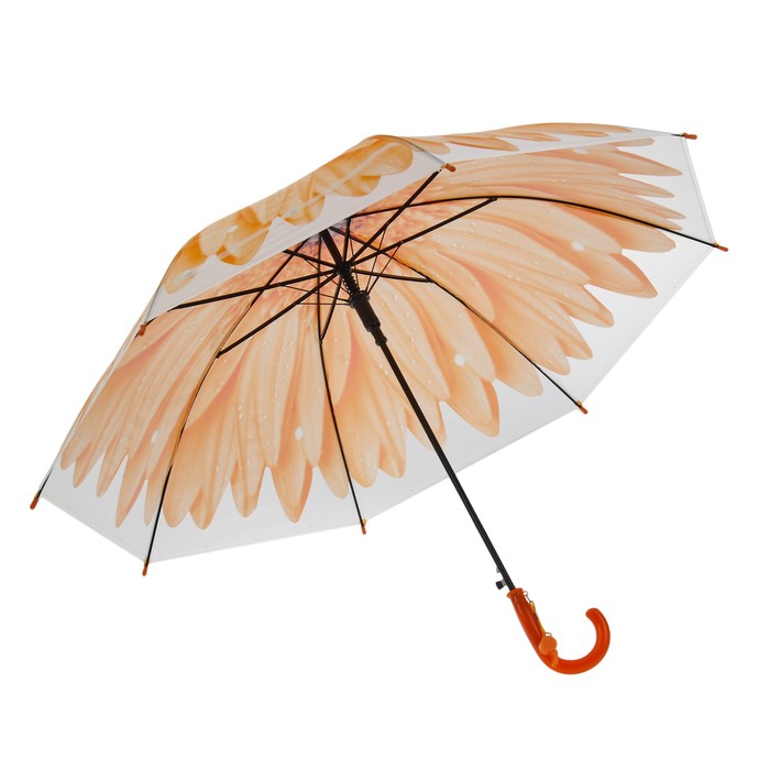 Зонт детский полуавтоматический "Пион", r=40,5см, со свистком, цвет оранжевый