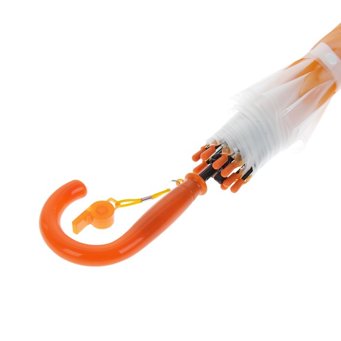 Зонт детский полуавтоматический "Пион", r=40,5см, со свистком, цвет оранжевый