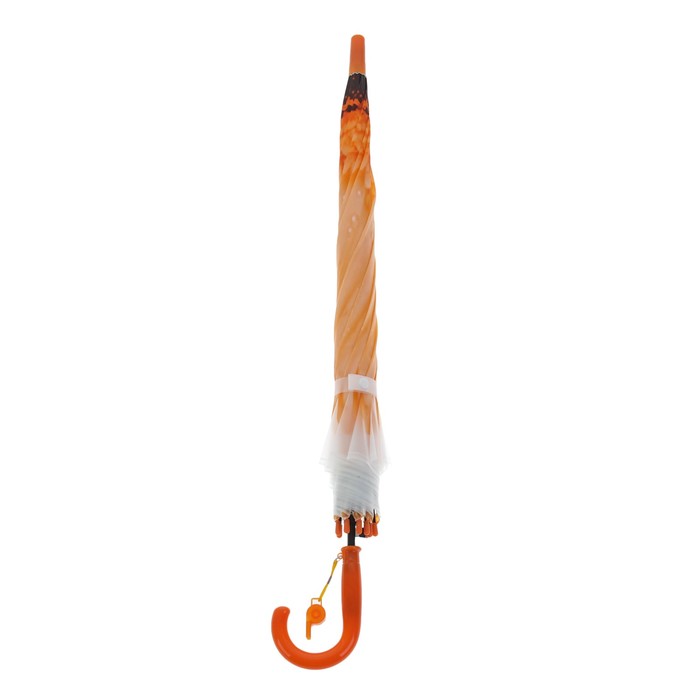 Зонт детский полуавтоматический "Пион", r=40,5см, со свистком, цвет оранжевый