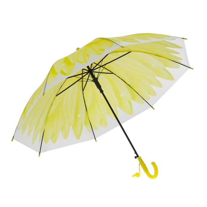 Зонт детский полуавтоматический "Пион", r=40,5см, со свистком, цвет жёлтый