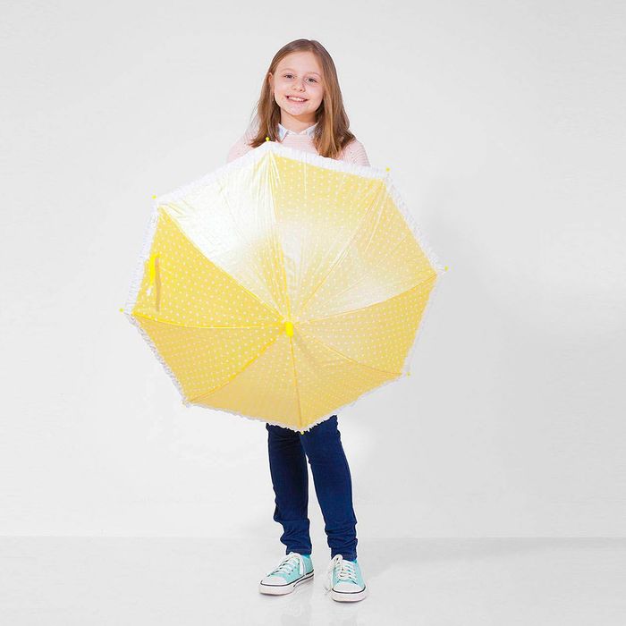 Зонт детский полуавтоматический "Горох", с рюшами, r=38см, цвет жёлтый