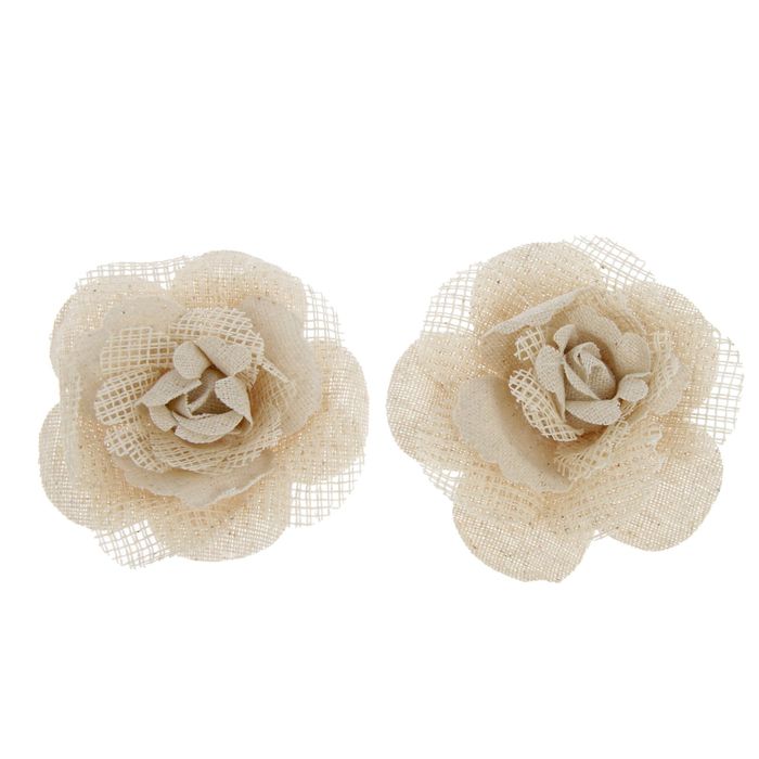 Декор для творчества Эко набор 2 цветка "Розы натуральные с сеточкой" 7,5 см