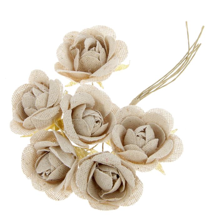 Декор для творчества Эко набор 6 цветков "Розы натуральные" 7,5 см