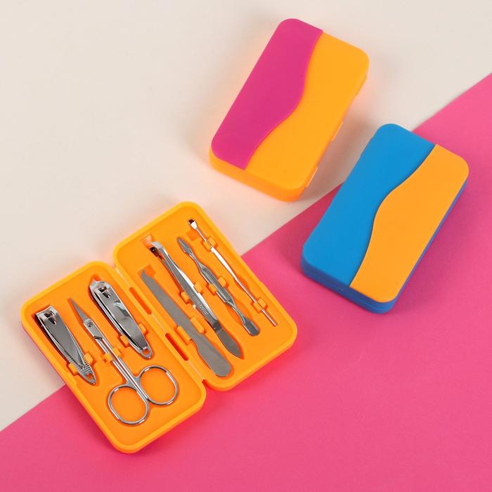 Набор маникюрный в футляре, 7 предметов, цвет МИКС