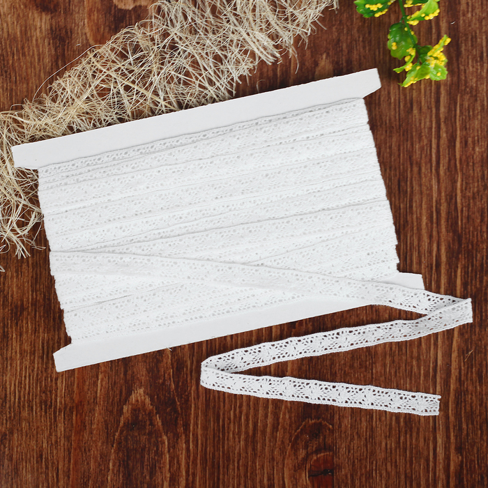 Кружево вязаное, ширина 12мм, 15±1м, цвет белый