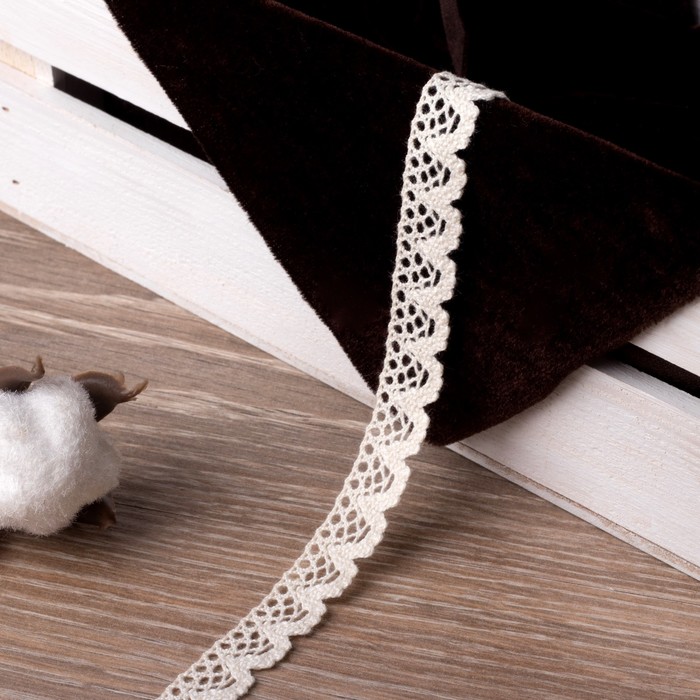 Кружево вязаное, ширина 13мм, 15±1м, цвет бежевый
