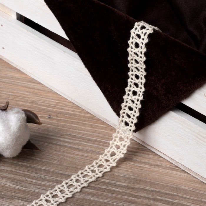 Кружево вязаное, ширина 13мм, 15±1м, цвет бежевый