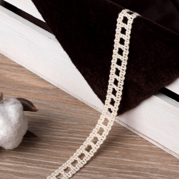 Кружево вязаное, ширина 13мм, 15±1м, цвет бежевый