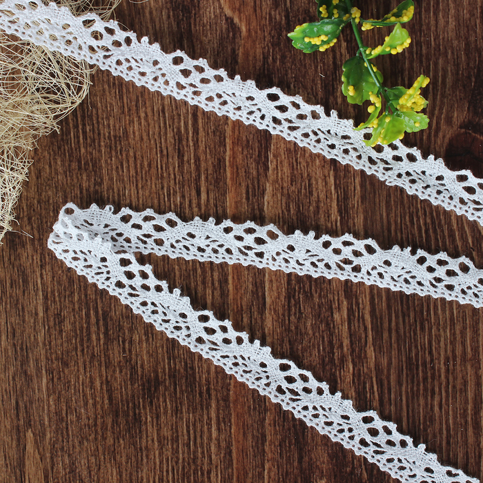 Кружево вязаное, ширина 18мм, 15±1м, цвет белый