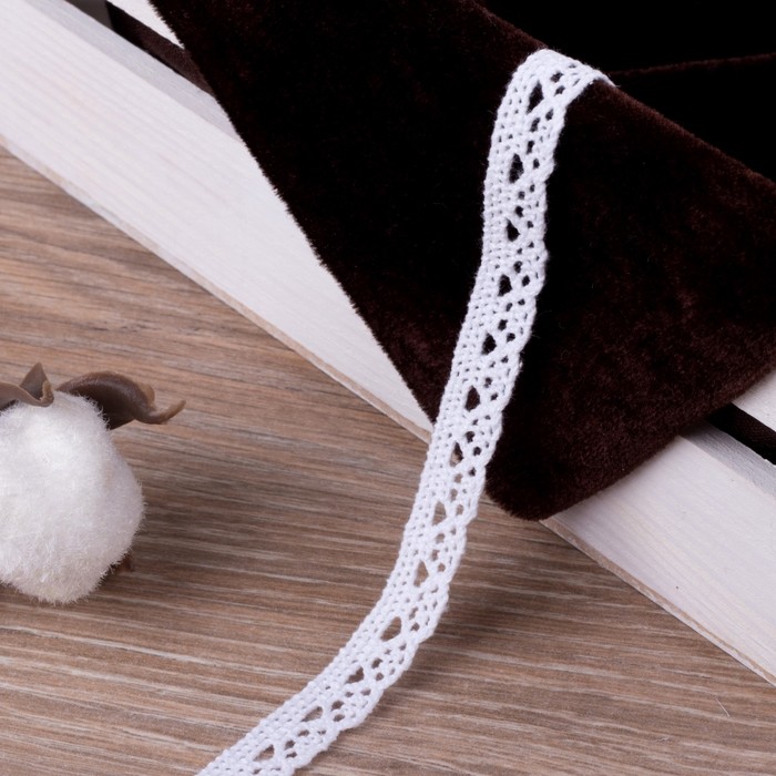 Кружево вязаное, ширина 10мм, 15±1м, цвет белый
