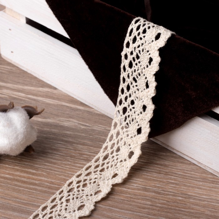 Кружево вязаное, ширина 25мм, 15±1м, цвет бежевый