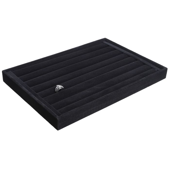 Подставка под кольца 7 полос, 35x24x3, цвет черный бархат