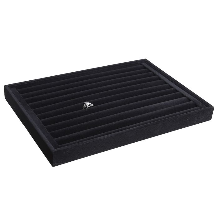 Подставка под кольца 10 полос, 35x24x3, цвет черный бархат