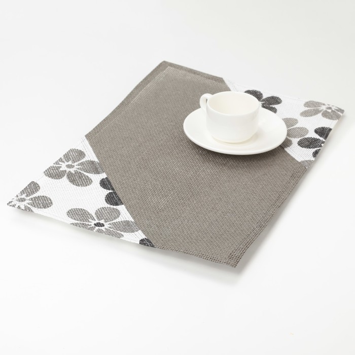 Салфетка кухонная "Цветочная аллея" 45х30 см, цвет серый