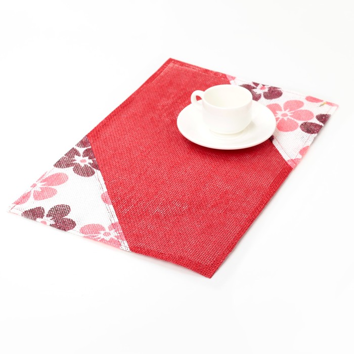 Салфетка кухонная "Цветочная аллея" 45х30 см, цвет красный