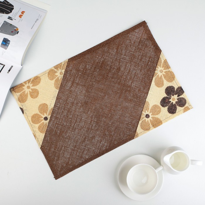 Салфетка кухонная "Цветочная аллея" 45х30 см, цвет коричневый