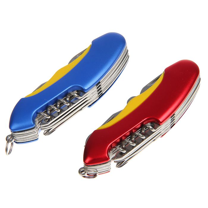 Нож многофункциональный 11 в 1, рукоять-дуга, жёлтая вставка, микс