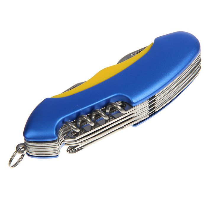 Нож многофункциональный 11 в 1, рукоять-дуга, жёлтая вставка, микс