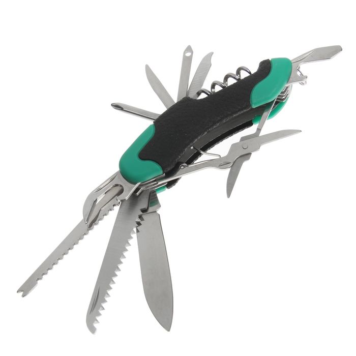Нож многофункциональный 11 в 1, рукоять-дуга, чёрные вставки, микс