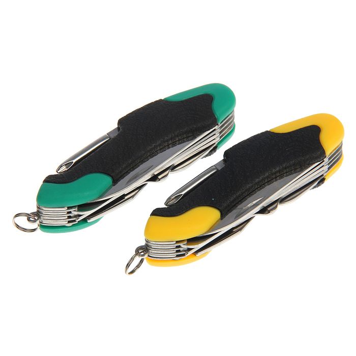 Нож многофункциональный 11 в 1, рукоять-дуга, чёрные вставки, микс