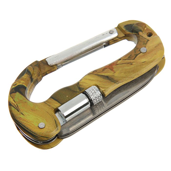 Карабин 4в1 хаки 4,5*8,5см