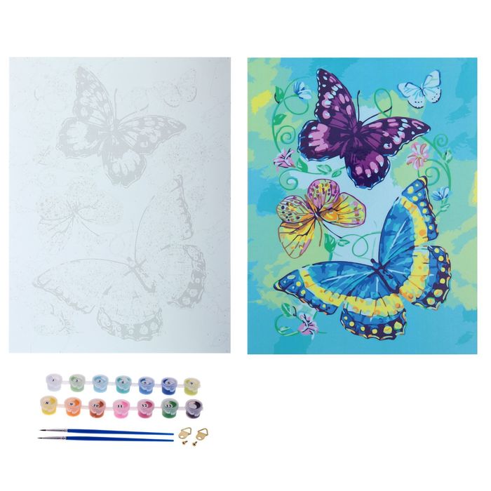 Роспись по номерам без подрамника "Бабочки", 30 х 40 см