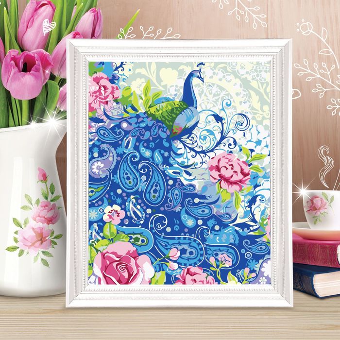 Роспись по номерам без подрамника "Павлин", 30 х 40 см
