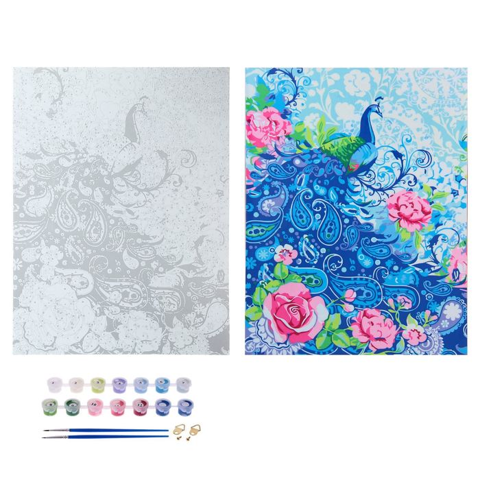Роспись по номерам без подрамника "Павлин", 30 х 40 см