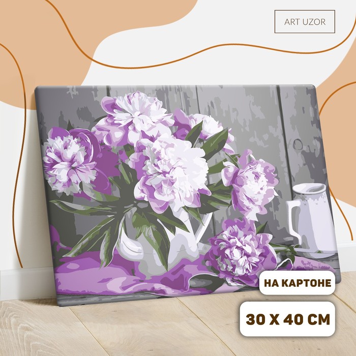 Роспись по номерам без подрамника "Пионы", 40 х 30 см