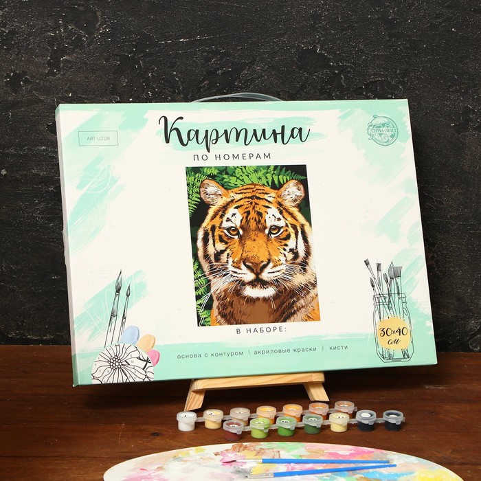 Роспись по номерам без подрамника "Тигр", 30 х 40 см