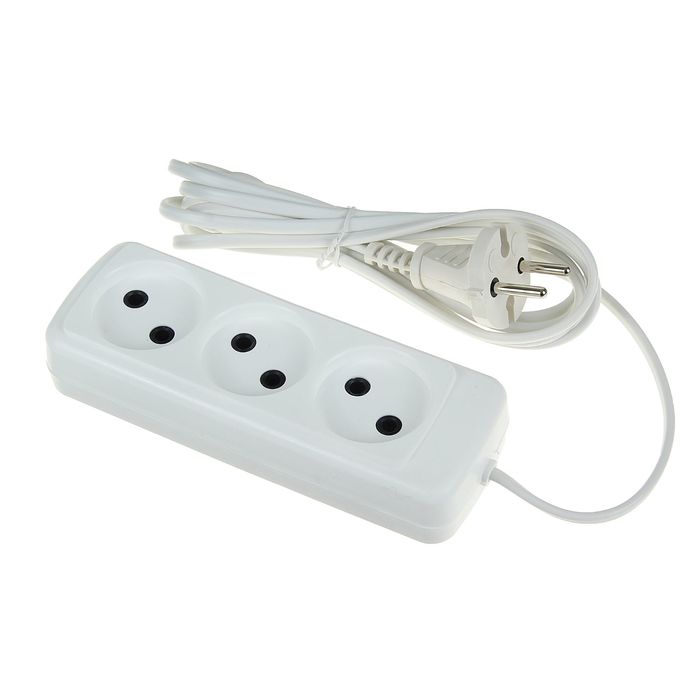 Удлинитель бытовой "ЭРА" UX-3-3m, 3 розетки, 3 м, 6 А, 1300 Вт, без з/к