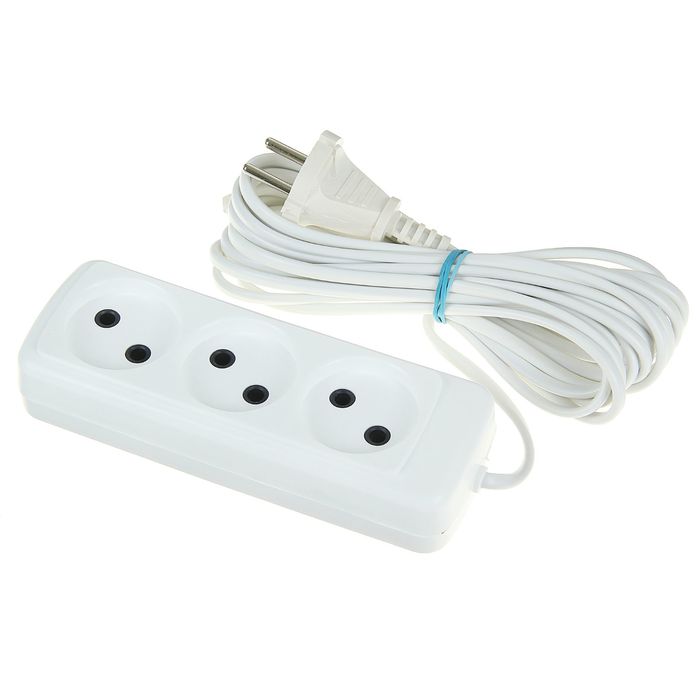 Удлинитель бытовой "ЭРА" UX-3-5m, 3 розетки, 5 м, 6 А, 1300 Вт, без з/к