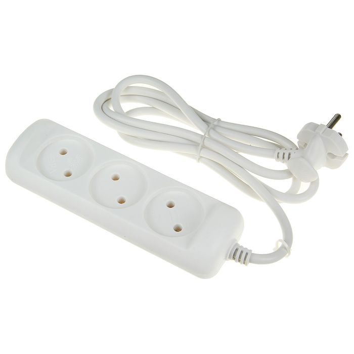 Удлинитель бытовой "ЭРА" U-3-1.5m, 3 розетки, 1.5 м, 10 А, 2200 Вт, без з/к